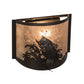 Meyda Lighting Leaping Bass 12" Timeless Bronze Wall Sconce With Amber Mica Shade Glass