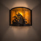 Meyda Lighting Leaping Bass 12" Timeless Bronze Wall Sconce With Amber Mica Shade Glass