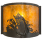 Meyda Lighting Leaping Bass 12" Timeless Bronze Wall Sconce With Amber Mica Shade Glass