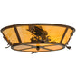 Meyda Lighting Leaping Bass 22" 4-Light Antique Copper Flush Mount Light With Beige Tawnyrock Idalight Shade Glass