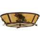 Meyda Lighting Leaping Bass 22" 4-Light Antique Copper Flush Mount Light With Beige Tawnyrock Idalight Shade Glass