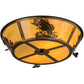 Meyda Lighting Leaping Bass 22" 4-Light Antique Copper Flush Mount Light With Beige Tawnyrock Idalight Shade Glass