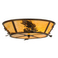 Meyda Lighting Leaping Bass 22" 4-Light Antique Copper Flush Mount Light With Beige Tawnyrock Idalight Shade Glass