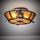 Meyda Lighting Leaping Bass 22" 4-Light Cafe Noir Flush Mount Light With Amber Mica Shade Glass