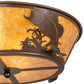 Meyda Lighting Leaping Bass 22" 4-Light Cafe Noir Flush Mount Light With Amber Mica Shade Glass
