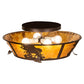 Meyda Lighting Leaping Bass 22" 4-Light Cafe Noir Flush Mount Light With Amber Mica Shade Glass