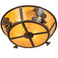 Meyda Lighting Leaping Bass 22" 4-Light Cafe Noir Flush Mount Light With Amber Mica Shade Glass