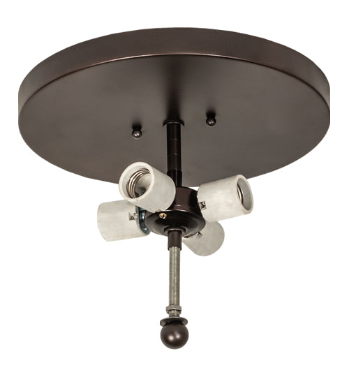 Meyda Lighting Leaping Bass 22" 4-Light Cafe Noir Flush Mount Light With Amber Mica Shade Glass
