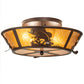 Meyda Lighting Leaping Bass 22" 4-Light Cafe Noir Flush Mount Light With Amber Mica Shade Glass