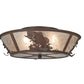 Meyda Lighting Leaping Bass 22" 4-Light Cafe Noir Flush Mount Light With Silver Mica Shade Glass