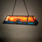 Meyda Lighting Leaping Bass 48" 6-Light Galvinized Island Pendant Light With Orange & Blue Shade Glass