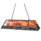 Meyda Lighting Leaping Bass 48" 6-Light Galvinized Island Pendant Light With Orange & Blue Shade Glass