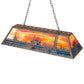 Meyda Lighting Leaping Bass 48" 6-Light Galvinized Island Pendant Light With Orange & Blue Shade Glass