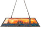 Meyda Lighting Leaping Bass 48" 6-Light Galvinized Island Pendant Light With Orange & Blue Shade Glass