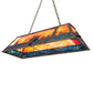 Meyda Lighting Leaping Bass 48" 6-Light Galvinized Island Pendant Light With Orange & Blue Shade Glass