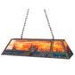Meyda Lighting Leaping Bass 48" 6-Light Galvinized Island Pendant Light With Orange & Blue Shade Glass