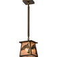 Meyda Lighting Leaping Trout 10" Antique Copper Mini Pendant Light With Silver Mica Shade Glass