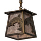Meyda Lighting Leaping Trout 10" Antique Copper Mini Pendant Light With Silver Mica Shade Glass