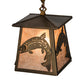 Meyda Lighting Leaping Trout 10" Antique Copper Mini Pendant Light With Silver Mica Shade Glass