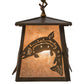 Meyda Lighting Leaping Trout 10" Antique Copper Mini Pendant Light With Silver Mica Shade Glass