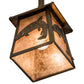 Meyda Lighting Leaping Trout 10" Antique Copper Mini Pendant Light With Silver Mica Shade Glass