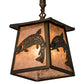 Meyda Lighting Leaping Trout 10" Antique Copper Mini Pendant Light With Silver Mica Shade Glass