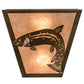 Meyda Lighting Leaping Trout 13" 2-Light Antique Copper Wall Sconce With Silver Mica Shade Glass