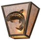 Meyda Lighting Leaping Trout 13" 2-Light Antique Copper Wall Sconce With Silver Mica Shade Glass