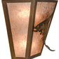 Meyda Lighting Leaping Trout 13" 2-Light Antique Copper Wall Sconce With Silver Mica Shade Glass