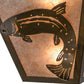 Meyda Lighting Leaping Trout 13" 2-Light Antique Copper Wall Sconce With Silver Mica Shade Glass