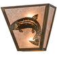 Meyda Lighting Leaping Trout 13" 2-Light Antique Copper Wall Sconce With Silver Mica Shade Glass