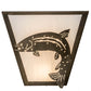 Meyda Lighting Leaping Trout 13" 2-Light Antique Copper Wall Sconce With White Art Shade Glass