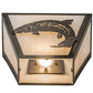 Meyda Lighting Leaping Trout 13" 2-Light Antique Copper Wall Sconce With White Art Shade Glass