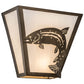 Meyda Lighting Leaping Trout 13" 2-Light Antique Copper Wall Sconce With White Art Shade Glass