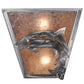 Meyda Lighting Leaping Trout 13" 2-Light Industrial Steel Wall Sconce With Silver Mica Shade Glass