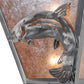 Meyda Lighting Leaping Trout 13" 2-Light Industrial Steel Wall Sconce With Silver Mica Shade Glass