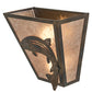 Meyda Lighting Leaping Trout 13" 2-Light Light Burnished Antique Copper Wall Sconce With Silver Mica Shade Glass