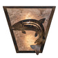 Meyda Lighting Leaping Trout 13" 2-Light Light Burnished Antique Copper Wall Sconce With Silver Mica Shade Glass