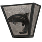 Meyda Lighting Leaping Trout 13" 2-Light Textured Black Wall Sconce With Silver Mica Shade Glass