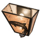 Meyda Lighting Leaping Trout 13" 2-Light Textured Black Wall Sconce With Silver Mica Shade Glass