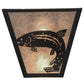 Meyda Lighting Leaping Trout 13" 2-Light Textured Black Wall Sconce With Silver Mica Shade Glass