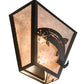 Meyda Lighting Leaping Trout 13" 2-Light Textured Black Wall Sconce With Silver Mica Shade Glass