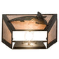 Meyda Lighting Leaping Trout 13" 2-Light Textured Black Wall Sconce With Silver Mica Shade Glass