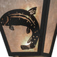 Meyda Lighting Leaping Trout 13" 2-Light Textured Black Wall Sconce With Silver Mica Shade Glass