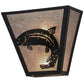 Meyda Lighting Leaping Trout 13" 2-Light Textured Black Wall Sconce With Silver Mica Shade Glass