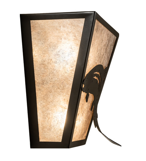 Meyda Lighting Leaping Trout 13" 2-Light Timeless Bronze Wall Sconce With Silver Mica Shade Glass