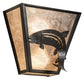 Meyda Lighting Leaping Trout 13" 2-Light Timeless Bronze Wall Sconce With Silver Mica Shade Glass