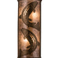 Meyda Lighting Leaping Trout 13" 4-Light Antique Copper Wall Sconce With Silver Shade Glass