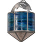 Meyda Lighting Leaping Trout 14" 2-Light Industrial Steel Wall Sconce With Blue Green Art & Silver Mica Shade Glass