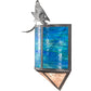 Meyda Lighting Leaping Trout 14" 2-Light Industrial Steel Wall Sconce With Blue Green Art & Silver Mica Shade Glass